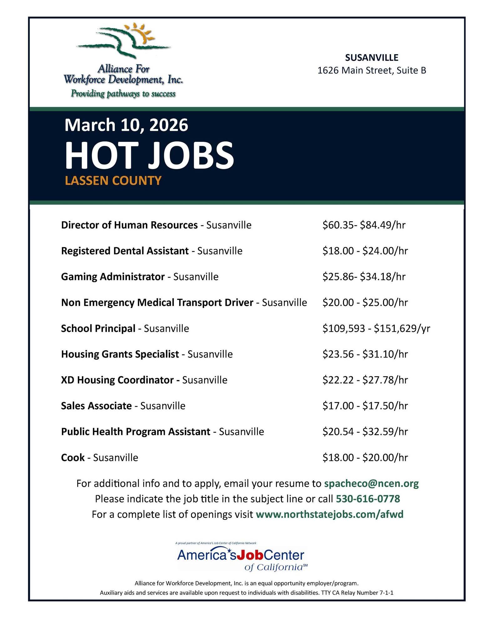 🌟 Lassen County HOT JOBS 🌟