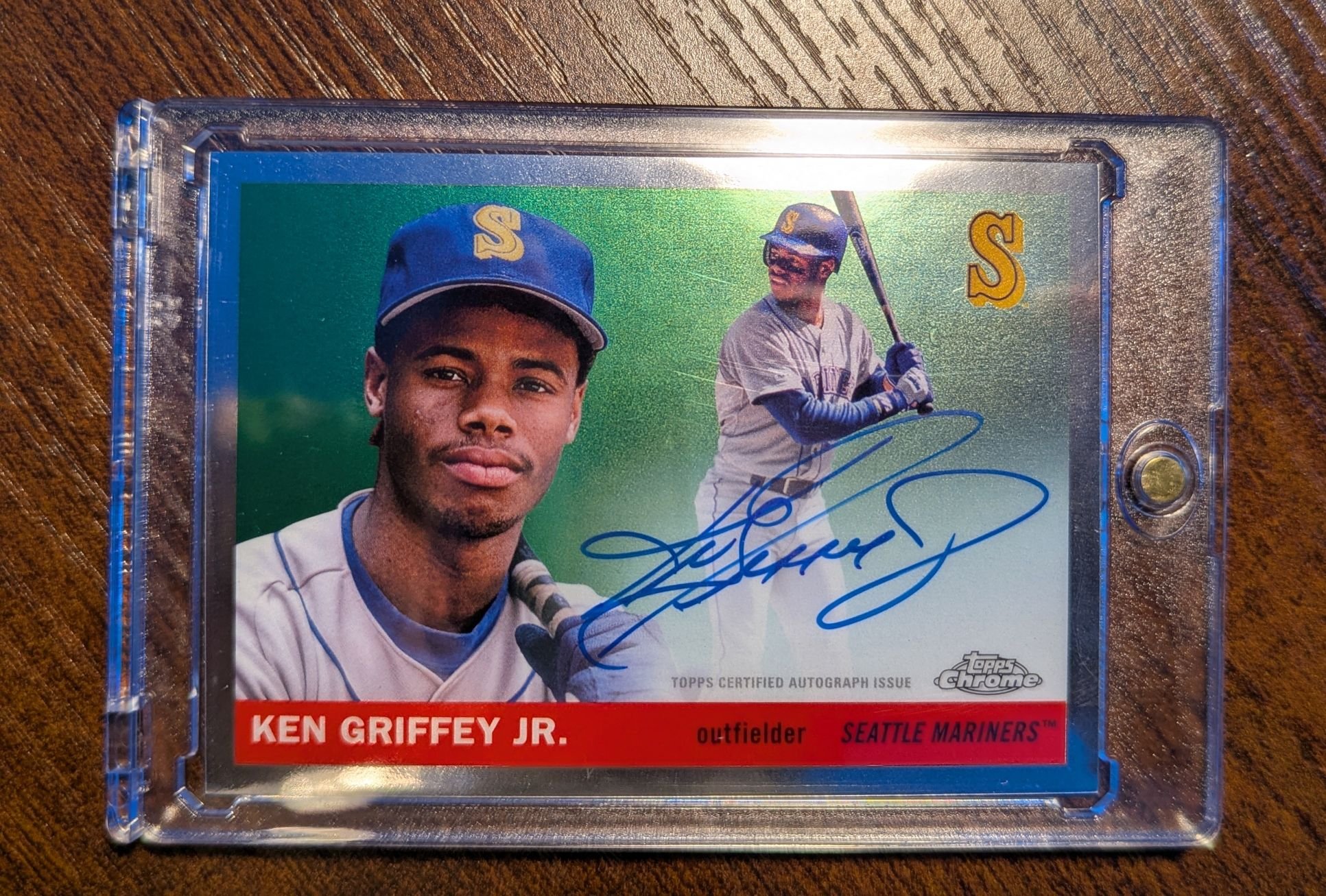 Ken Griffey Jr autograph with game-used patch on Topps Dynasty card