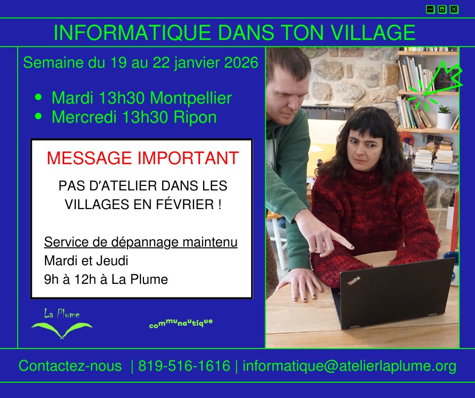 Les ateliers informatiques... - Municipalité de Chénéville | Facebook