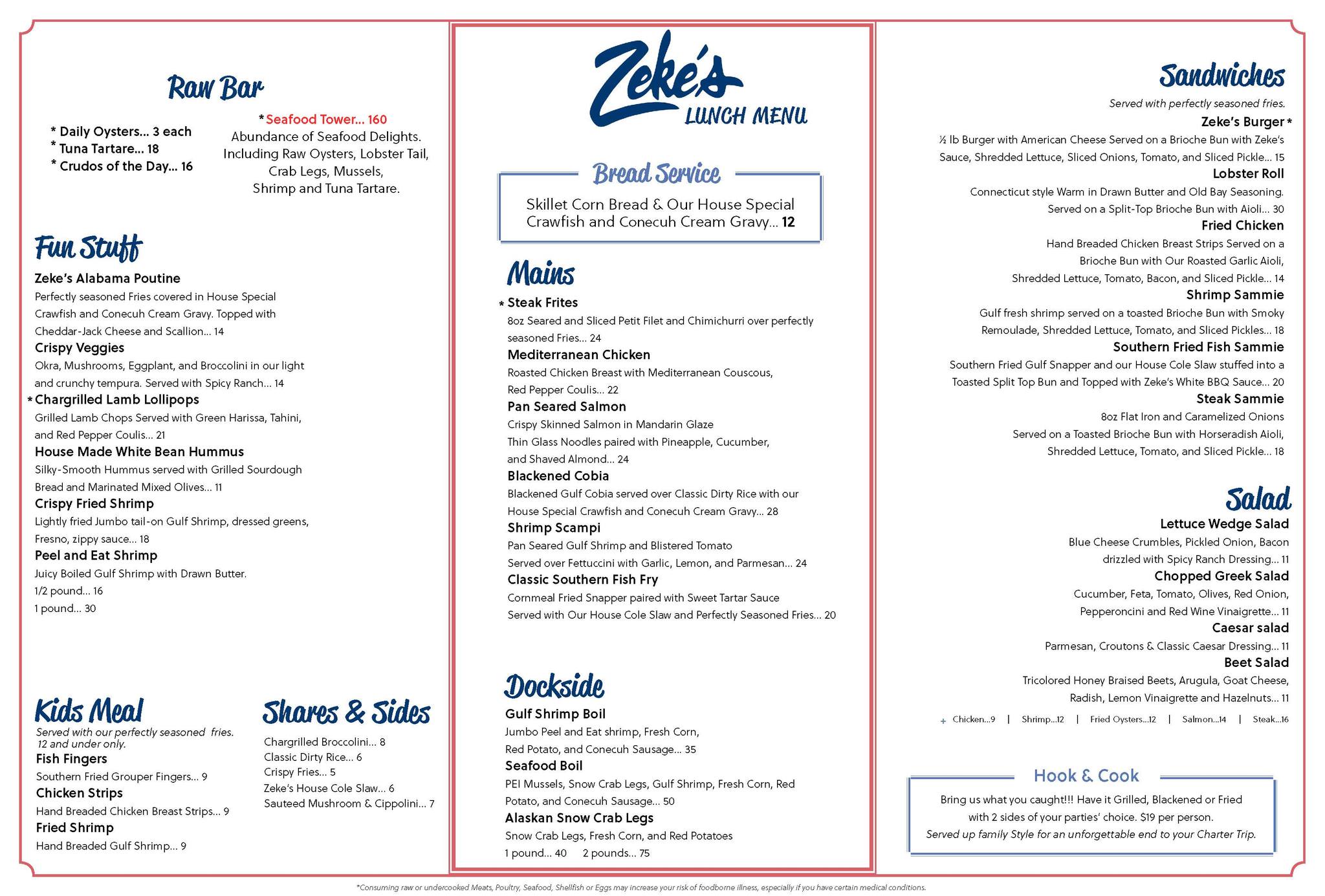 Check out our updated Lunch and Dinner menu. We are open daily at