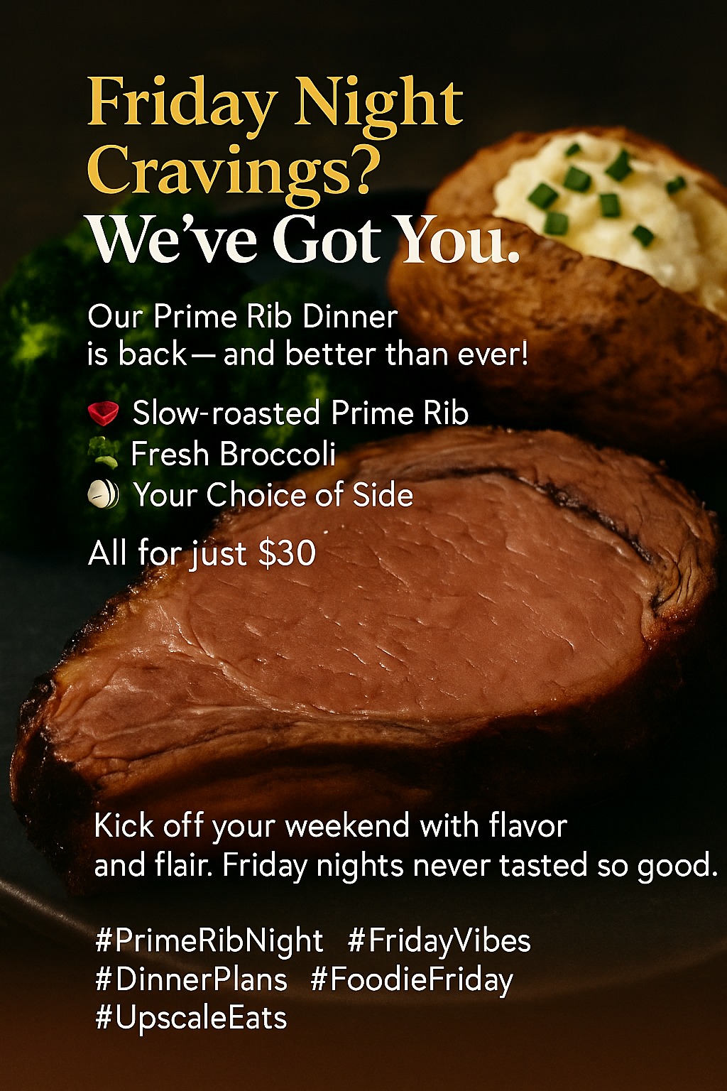 McKinleys - Friday Night Cravings? We’ve Got You. Our Prime Rib Dinner ...