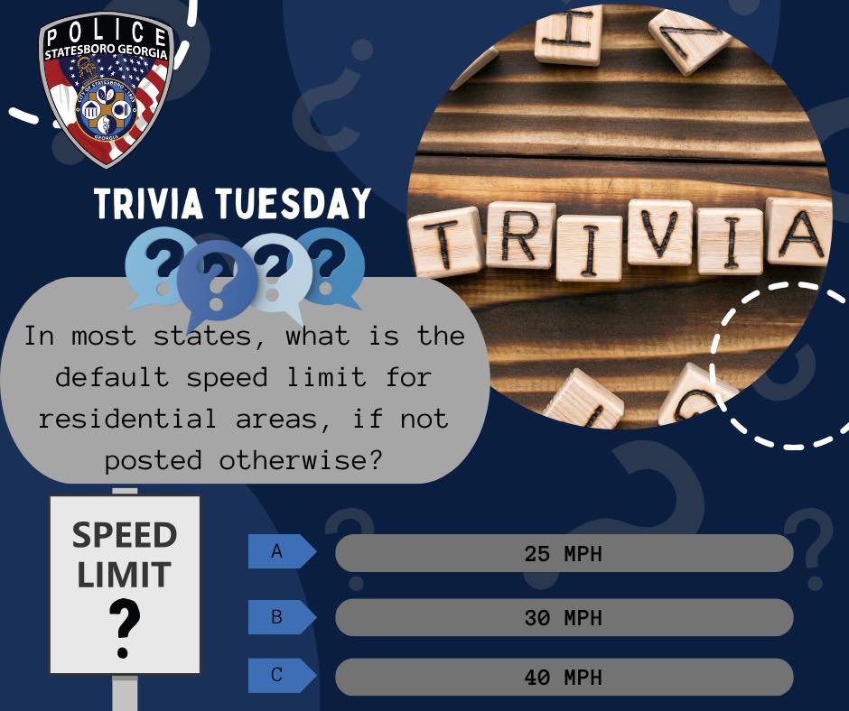 Statesboro - 🏁 Trivia Tuesday Time! 👩🏻‍🏫 Speed limits keep our ...