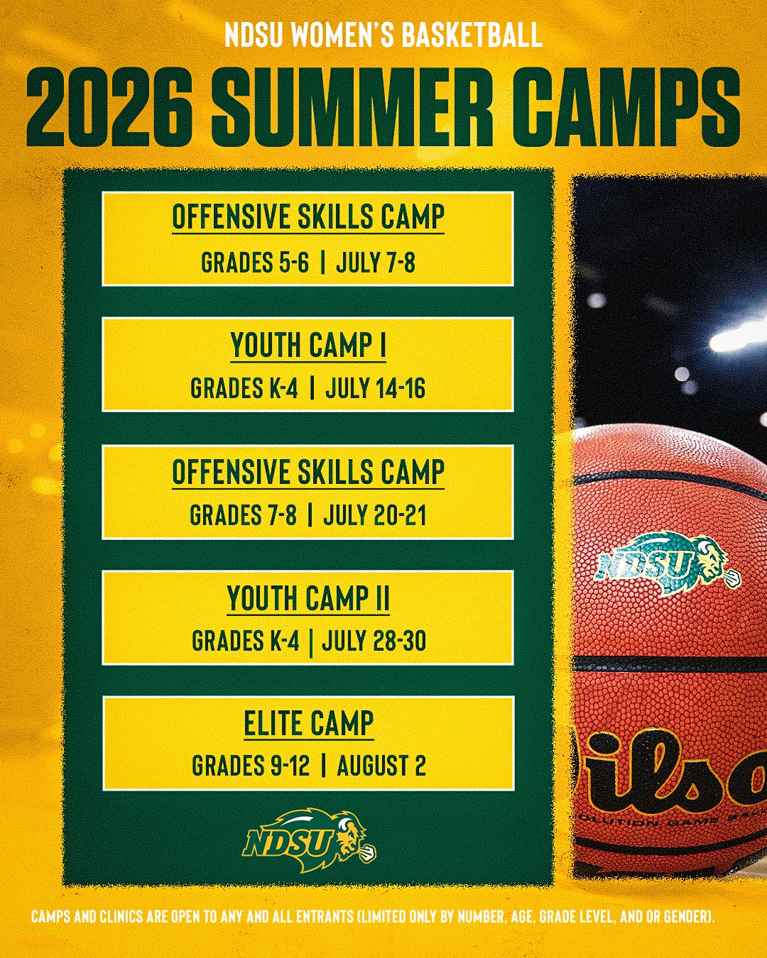 Our 2026 Summer Camps are... - NDSU Women's Basketball | Facebook