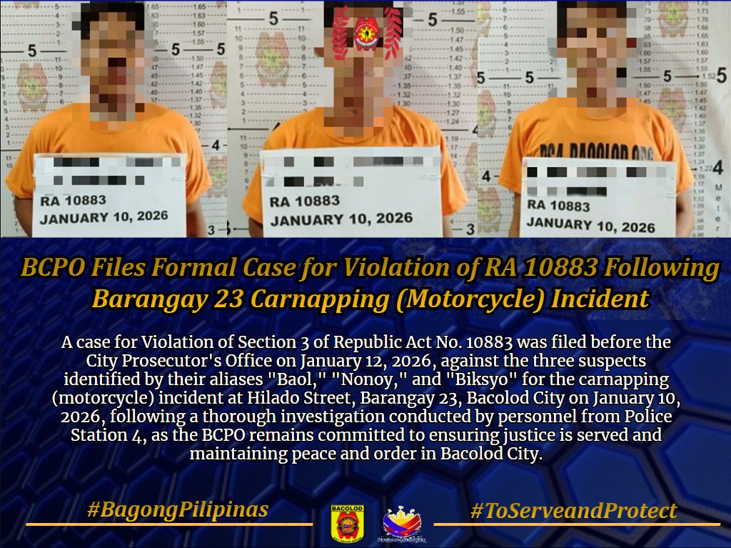 Bacolod - A carnapping (motorcycle) incident was reported on Hilado ...