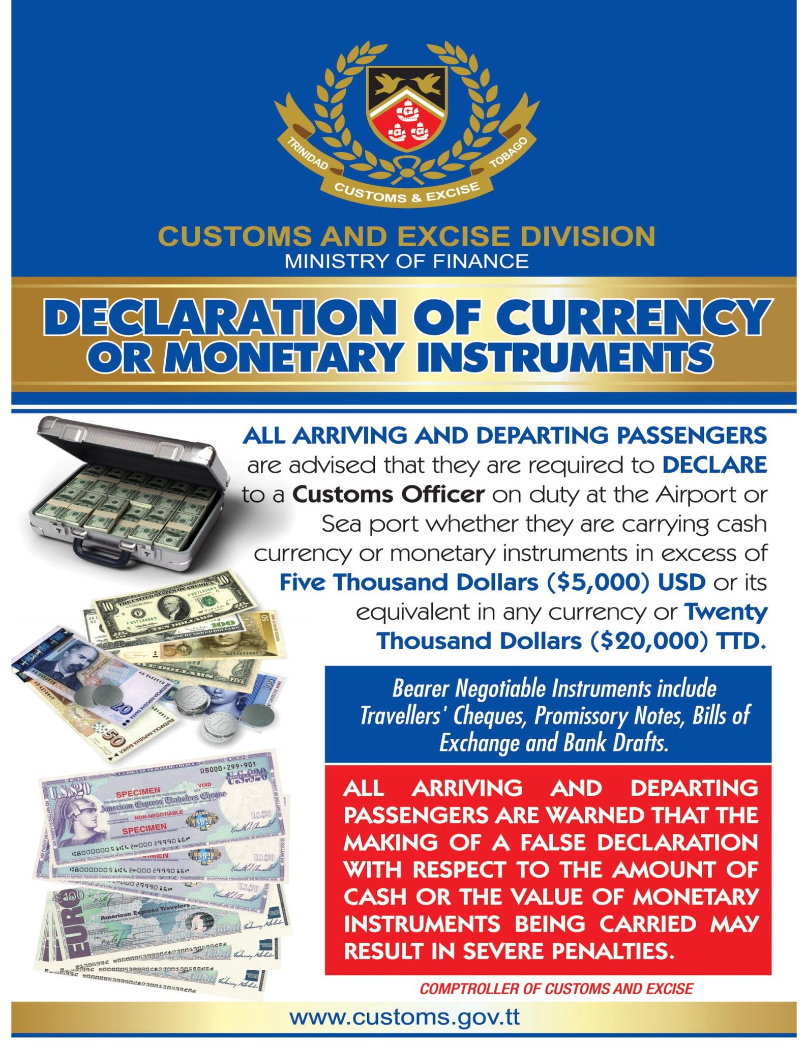 Ministry - #Notice Declaration of Currency or Monetary Instruments The ...
