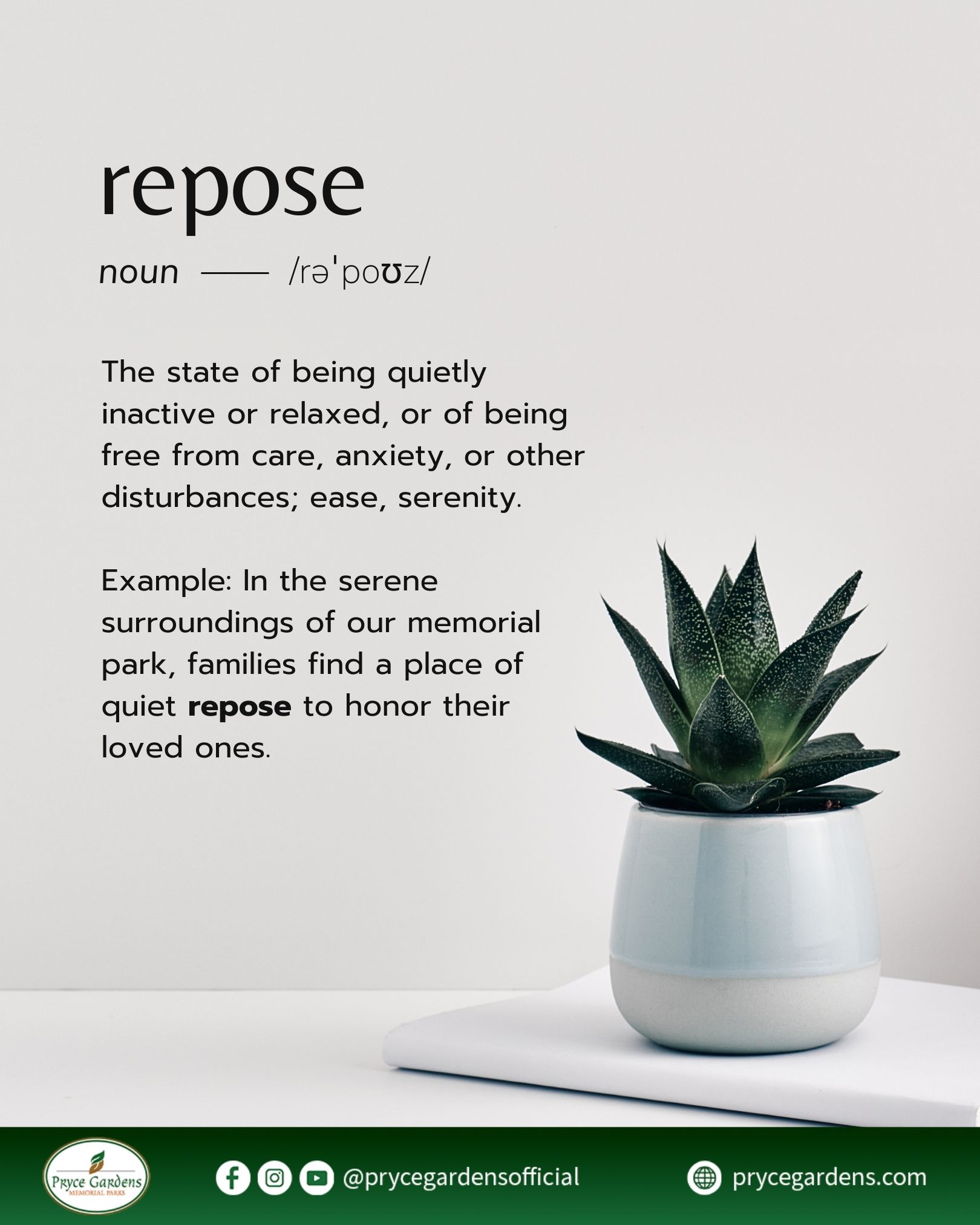 Pryce Gardens - 🌿 Word of the Day 🌿 REPOSE Definition: A... | Facebook