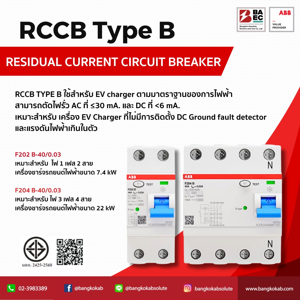 📢 RCCB Type B — Residual Current Circuit Breaker อุปกรณ์ตัดไฟรั่วสำหรับ ...