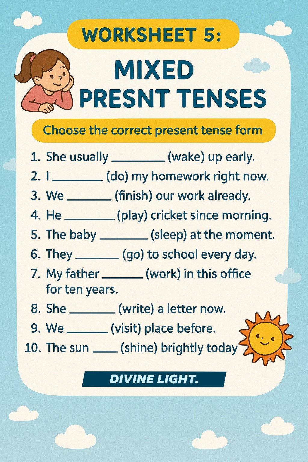 Present Tense Worksheets for Kids |... - Divine Light Special | Facebook