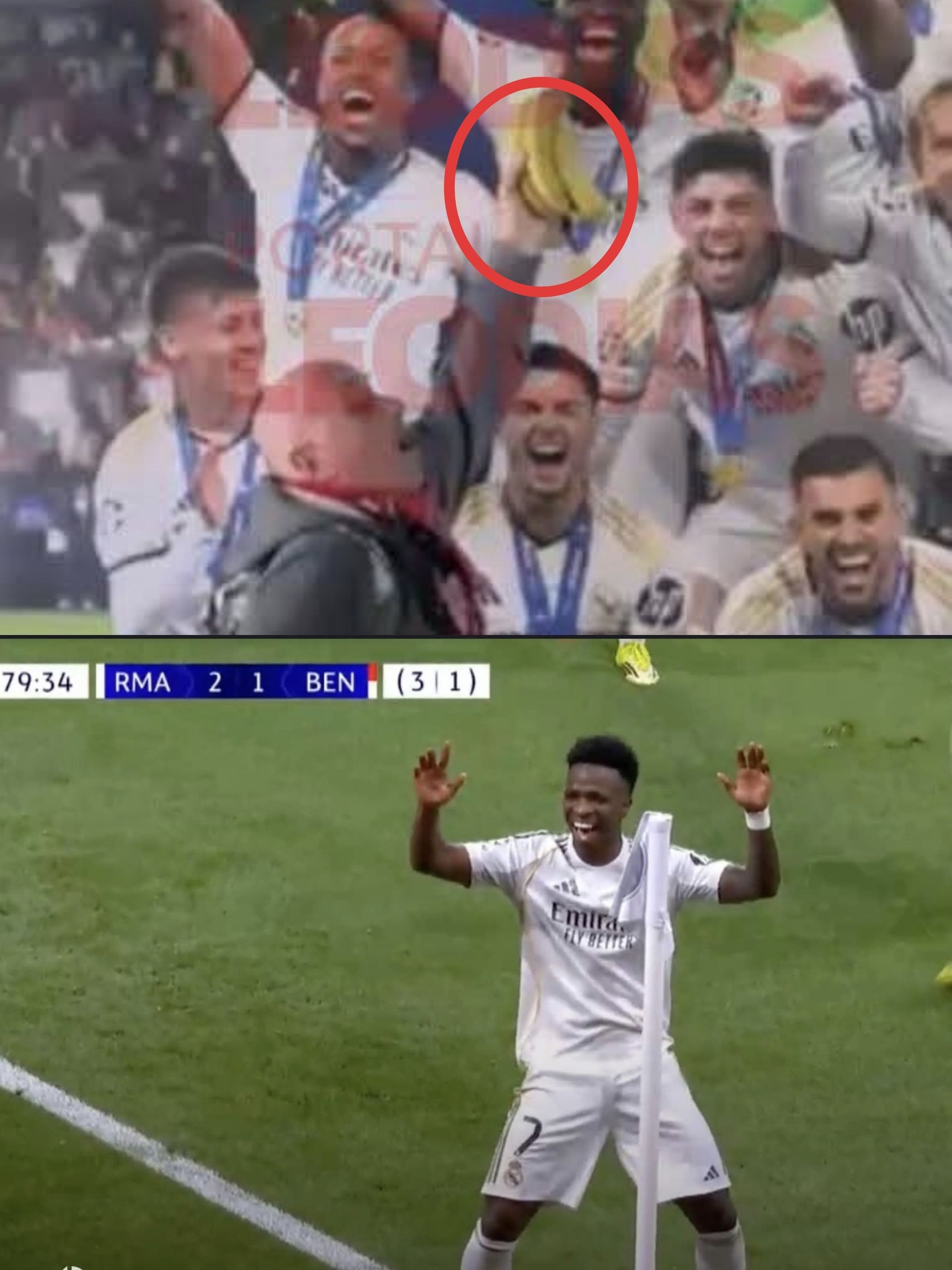FC - Trước trận đấu: một CĐV của Benfica cầm chuối giơ lên trước ảnh ...
