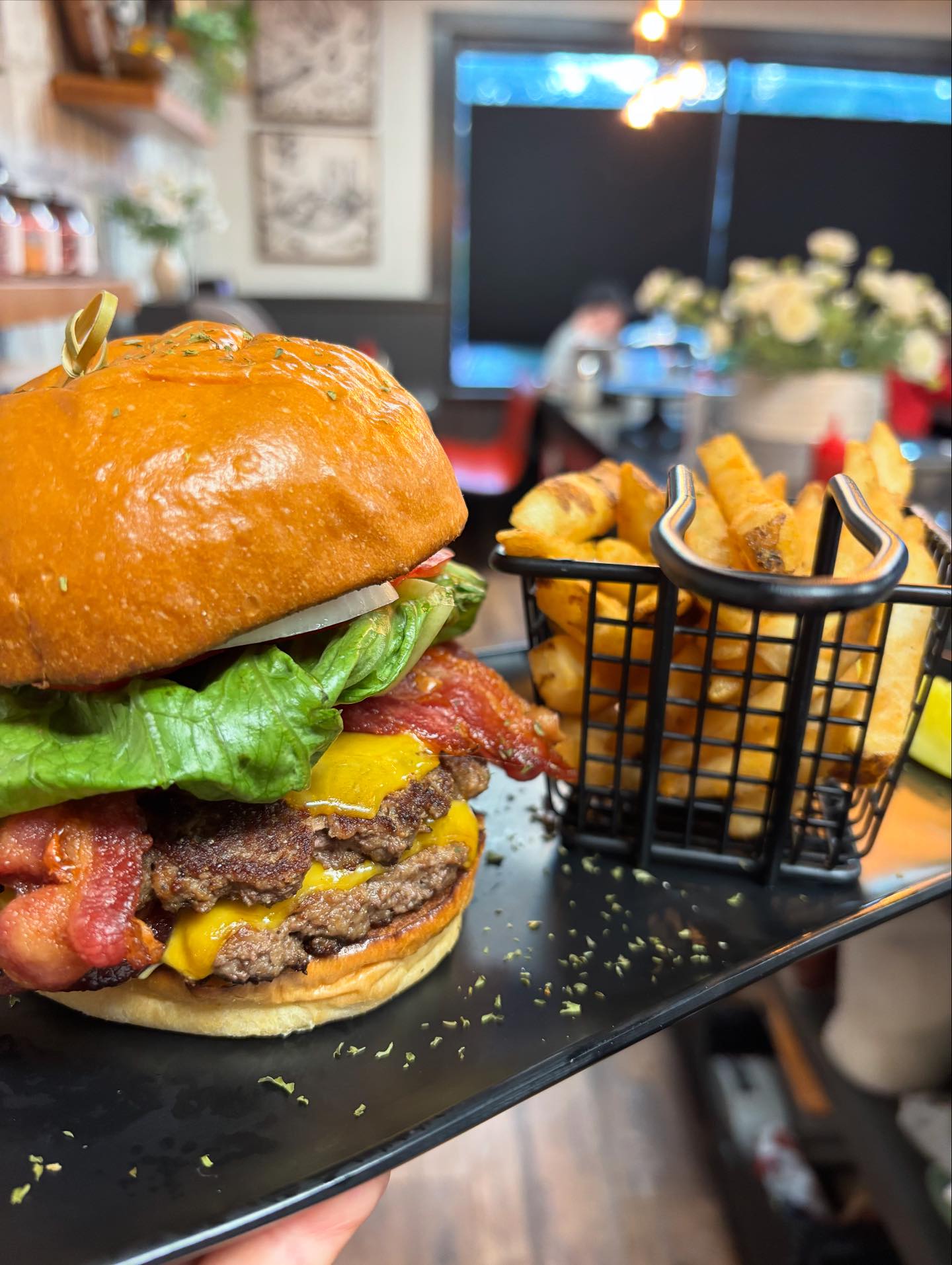 Delish on Main - ~ The Double Stack Cali ~ Two smashed... | Facebook