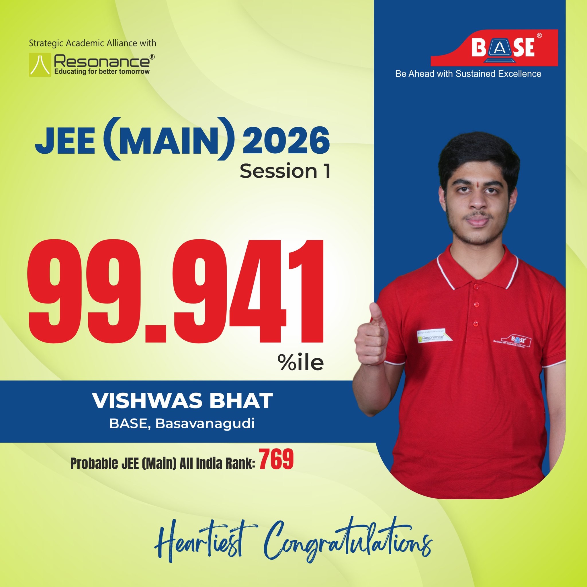 BASE - 🌟 JEE (Main) 2026 – Session 1 Result 🌟 Heartiest congratulations ...