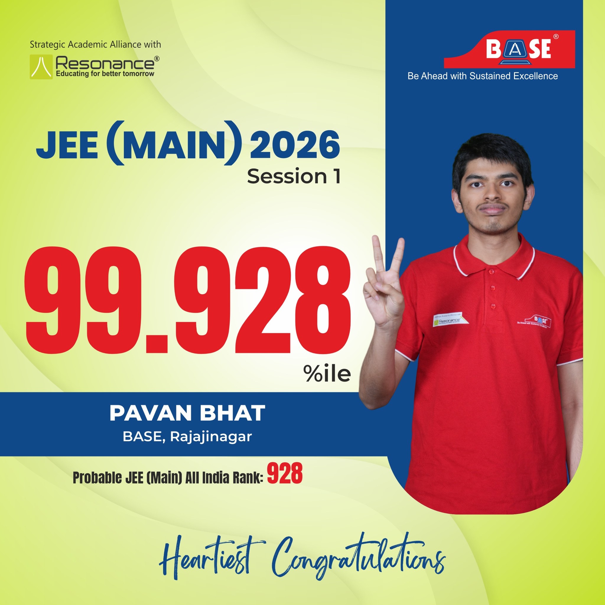BASE - 🌟 JEE (Main) 2026 – Session 1 Result 🌟 Heartiest congratulations ...