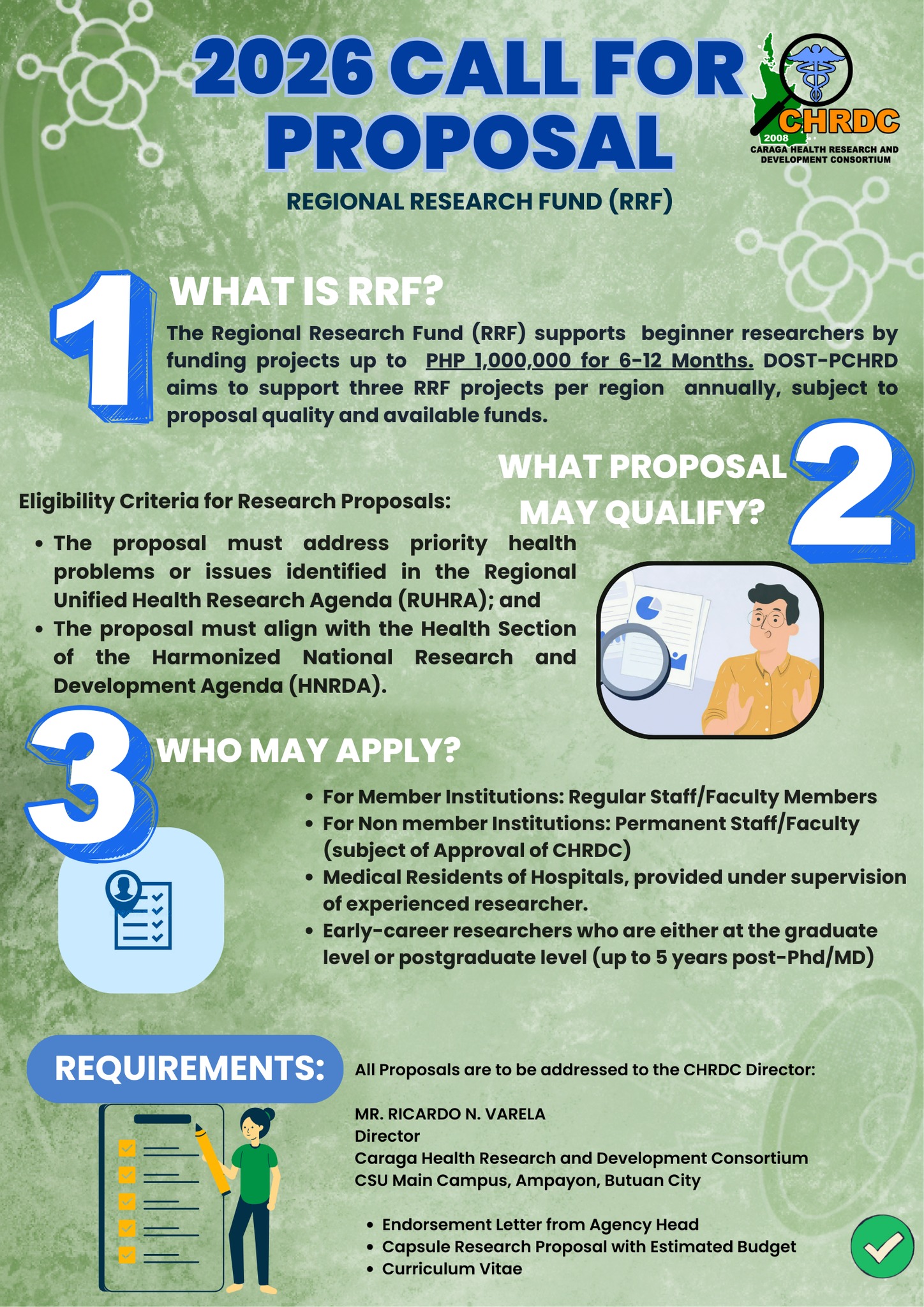 📣 𝟐𝟎𝟐𝟔 𝐂𝐇𝐑𝐃𝐂 𝐂𝐀𝐋𝐋 𝐅𝐎𝐑 𝐏𝐑𝐎𝐏𝐎𝐒𝐀𝐋𝐒! 👇 The Caraga Health Research and ...