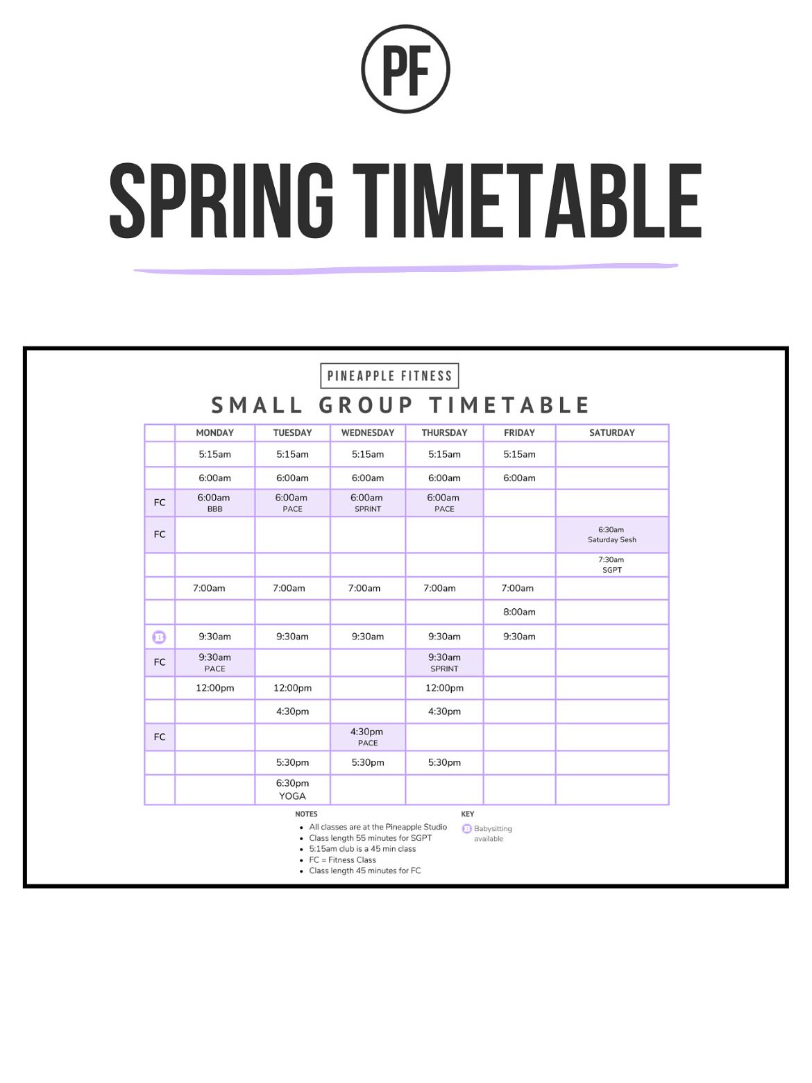 🌸 SPRING TIMETABLE UPDATES ARE HERE! 🌸... - Pineapple Fitness | Facebook