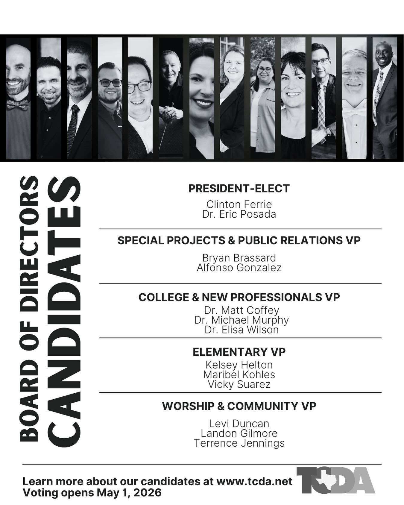Texas - 🎶 Announcing the 2026 TCDA Board of Directors Candidates! 🎶 We ...