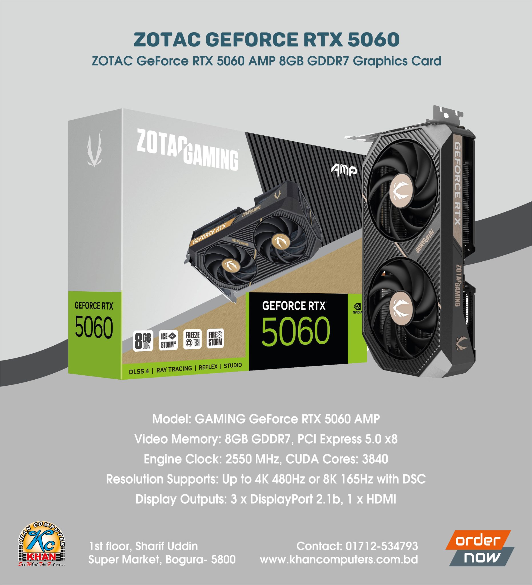 ZOTAC GeForce RTX 5060 AMP 8GB GDDR7 Graphics Card ?️Key 