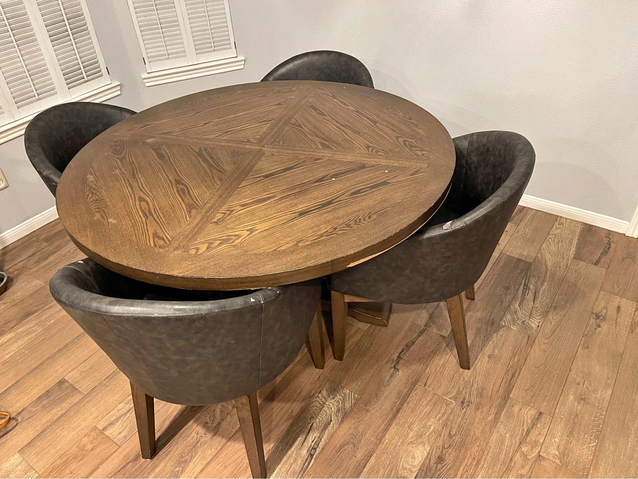 Round wood dining table (54”) with 4 chairs - Dining Tables - Tomball ...
