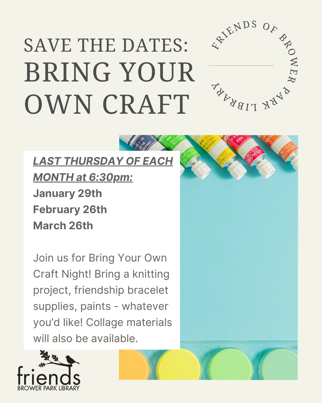 Bring Your Own Craft... - Friends of Brower Park Library | Facebook