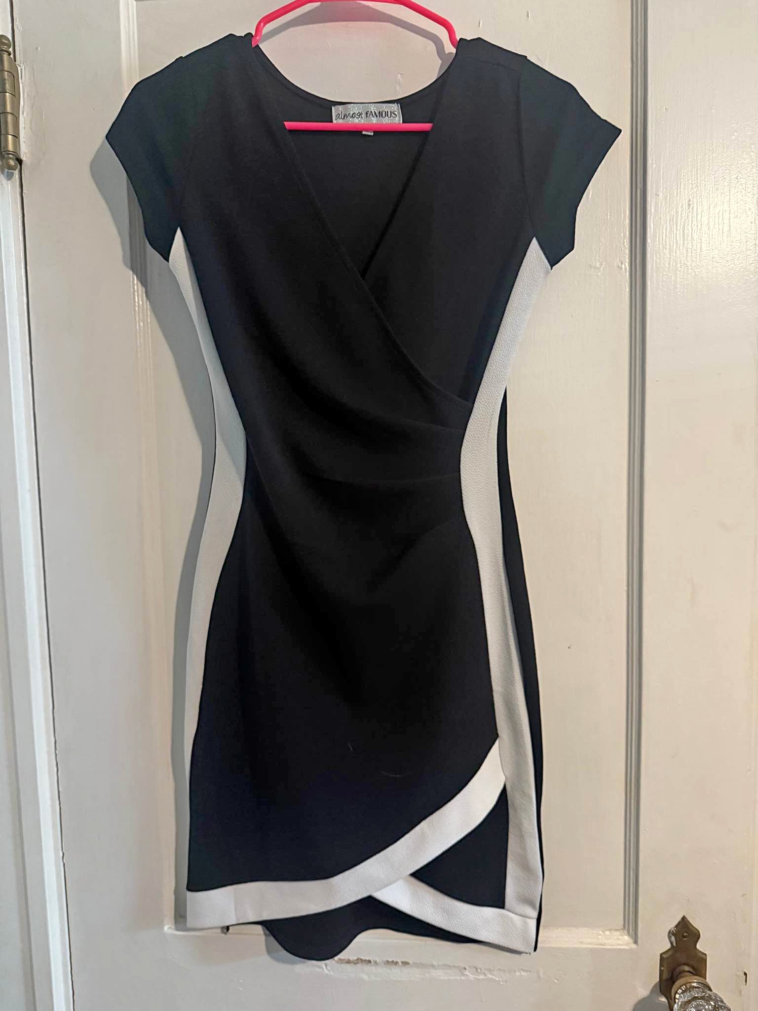 almost famous black and white dress Wrap - Dresses - Quincy, Massachusetts | Facebook Marketplace The art of draping Black Satin Bow Detail Size:FR 50 Do Not Bleach