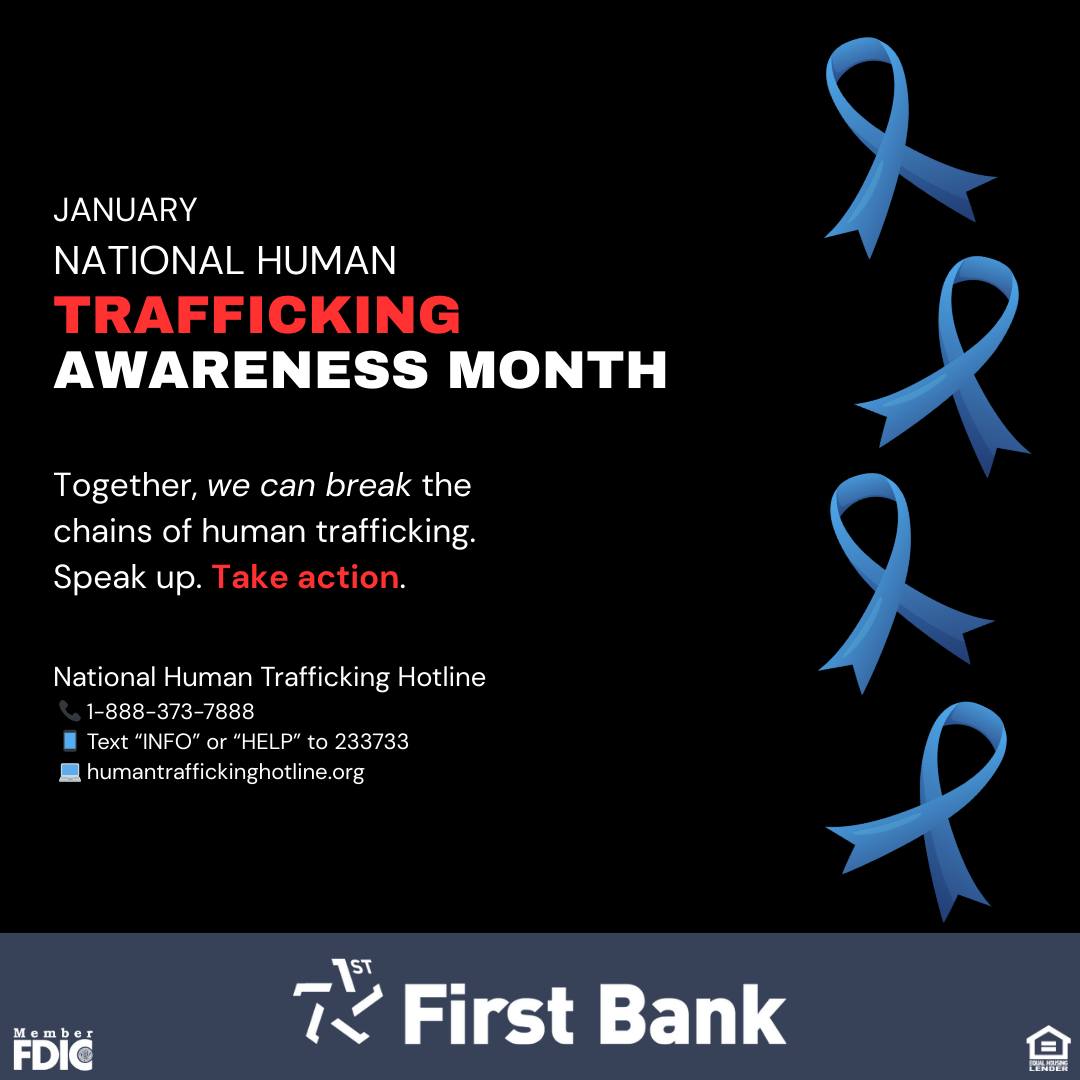 First Bank - 🕊 January is Human Trafficking Prevention... | Facebook