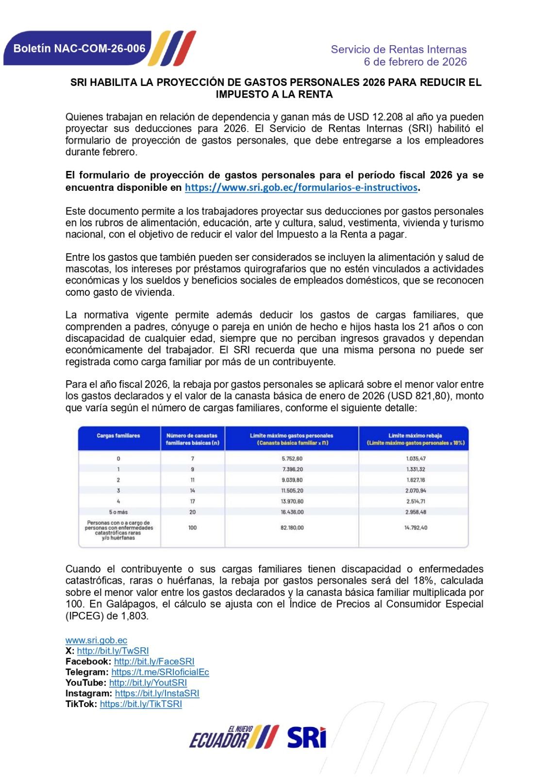 ACT - ATENCIÓN!! El Servicio de Rentas Internas #SRI habilita el ...