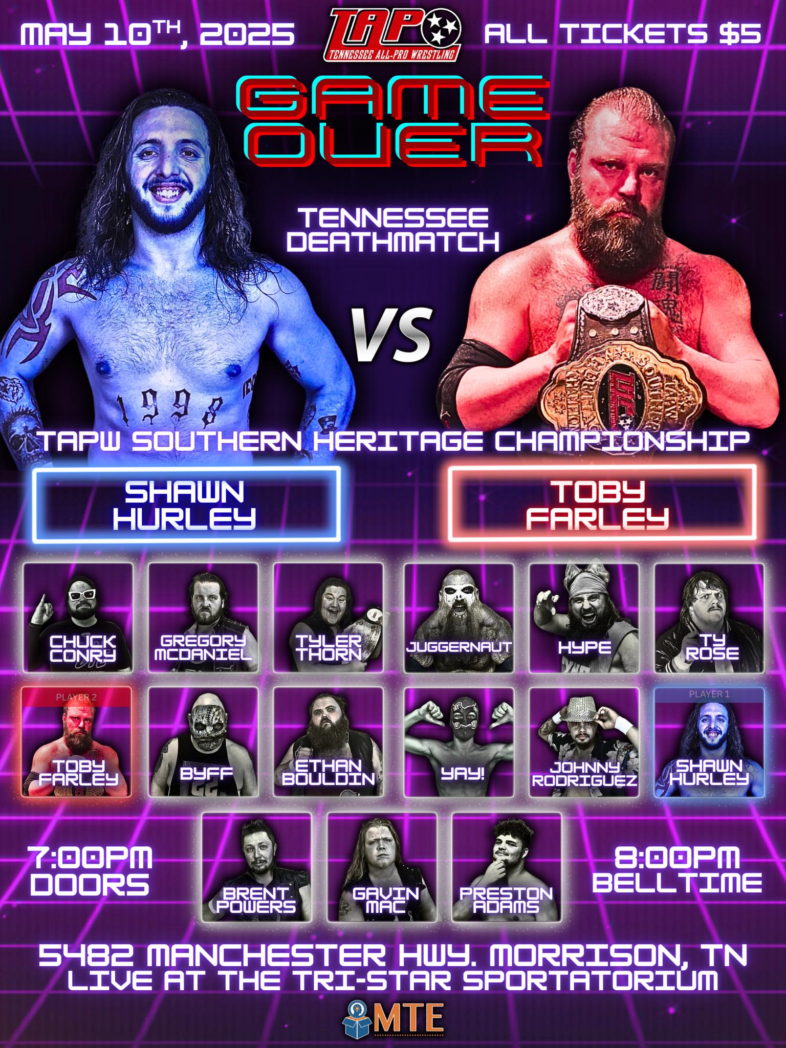 ‼️ SATURDAY MAY 10th, 2025,... - Tennessee All Pro Wrestling | Facebook