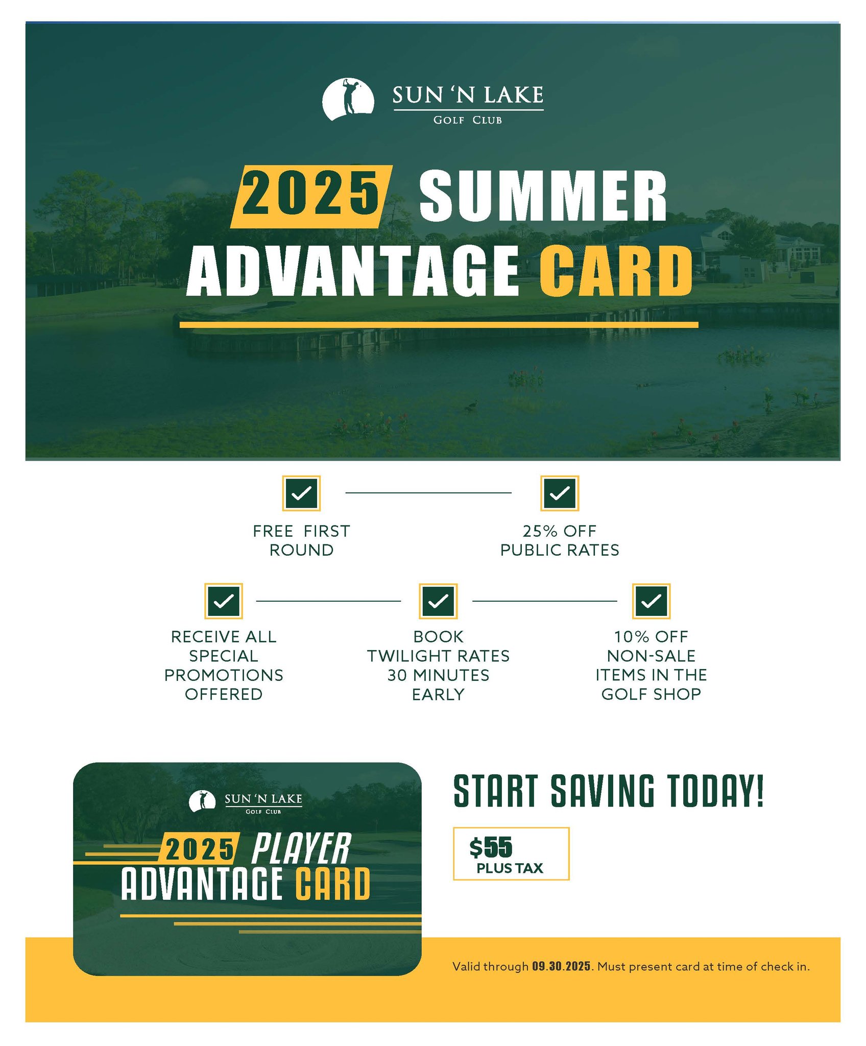 ⛳️ The 2025 Summer Advantage Card... - Sun 'N Lake Golf Club | Facebook
