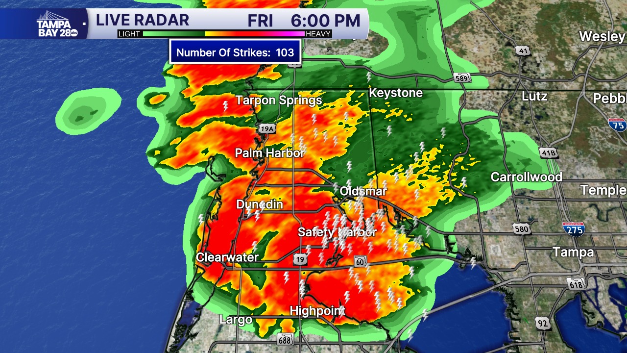 VERY heavy rains in Central and Northern Pinellas county. It's