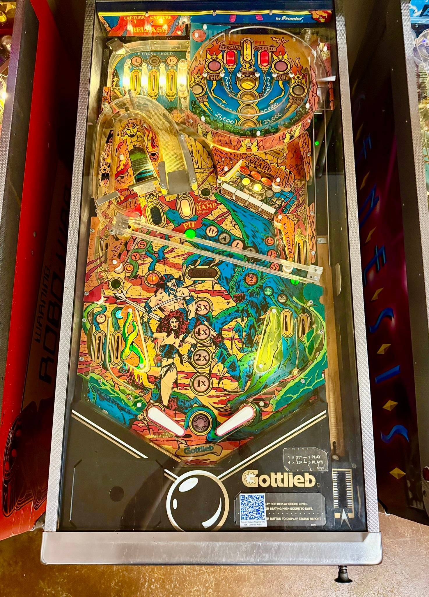 1987 Gottlieb Premier Arena pinball machine details