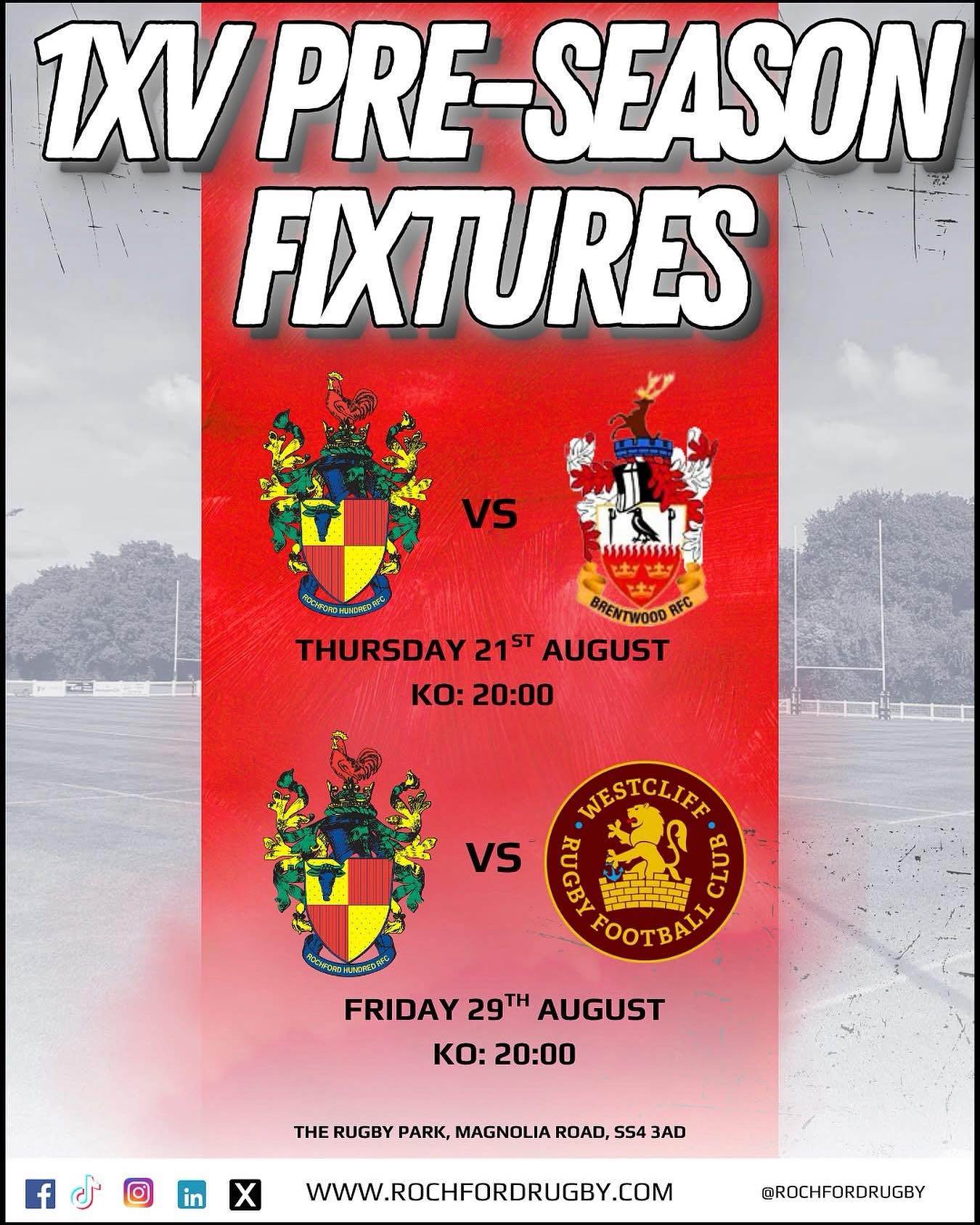 Rochford - 📣 1XV Pre-Season Rugby at Rochford Hundred RFC! 🏉 Your first ...