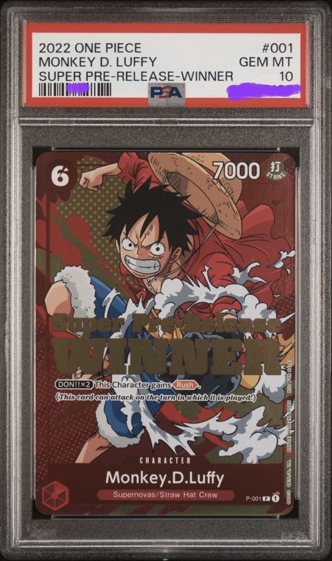 Where to find Luffy Super Pre-Release Winner PSA 10/BGS 10 P-001
