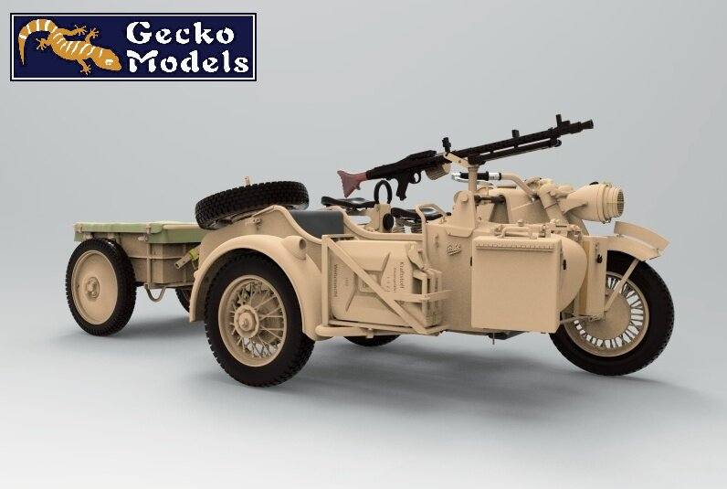 New 1/16 scale German KS750 Motorcycle w - Side Car & IF8 Infantry