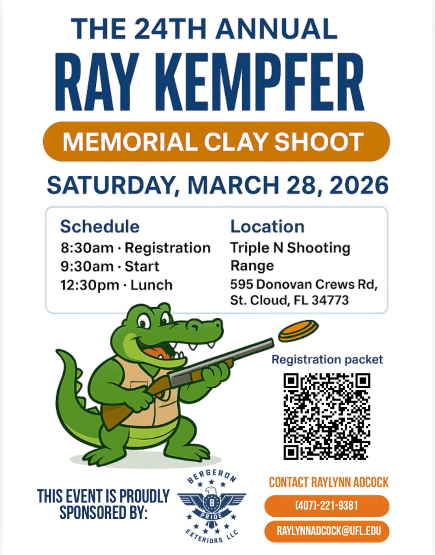 UF - We’re excited to announce the 2026 Ray Kempfer Memorial Clay Shoot ...