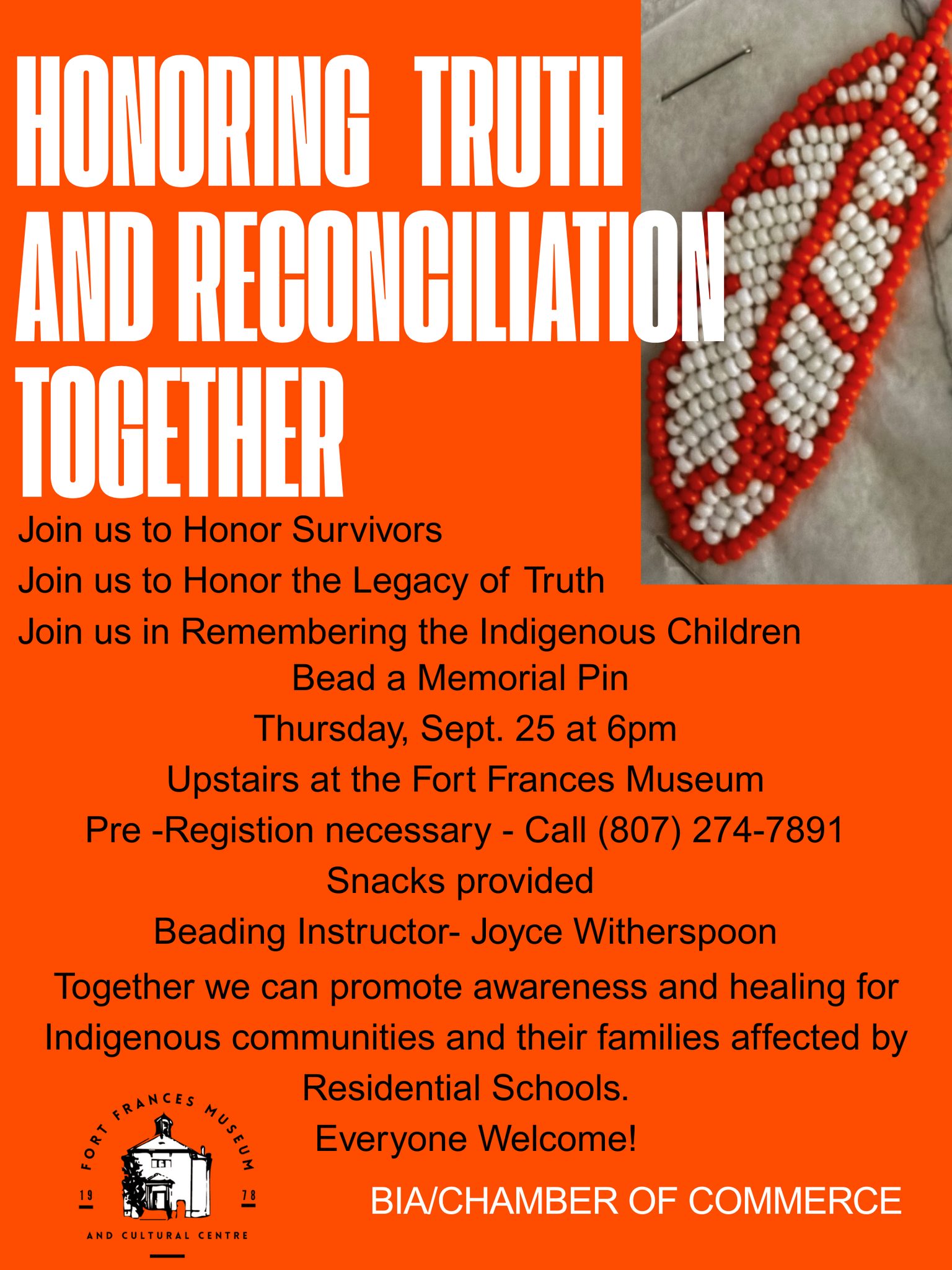 Fort - Join Us for a Beading Workshop in Honour of Truth and ...
