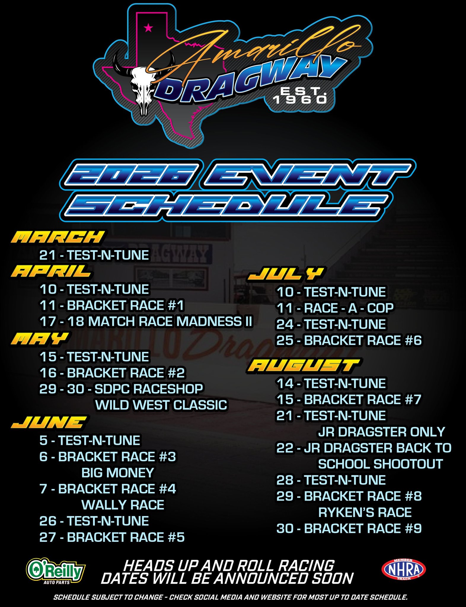 Updated Schedule!! Still waiting on... - Amarillo Dragway | Facebook