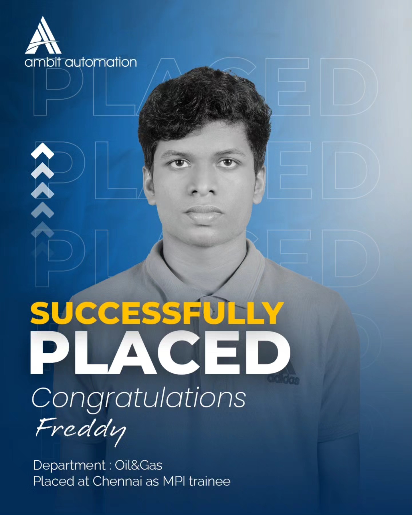 Ambit - We are pleased to announce that our student Freddy has been ...