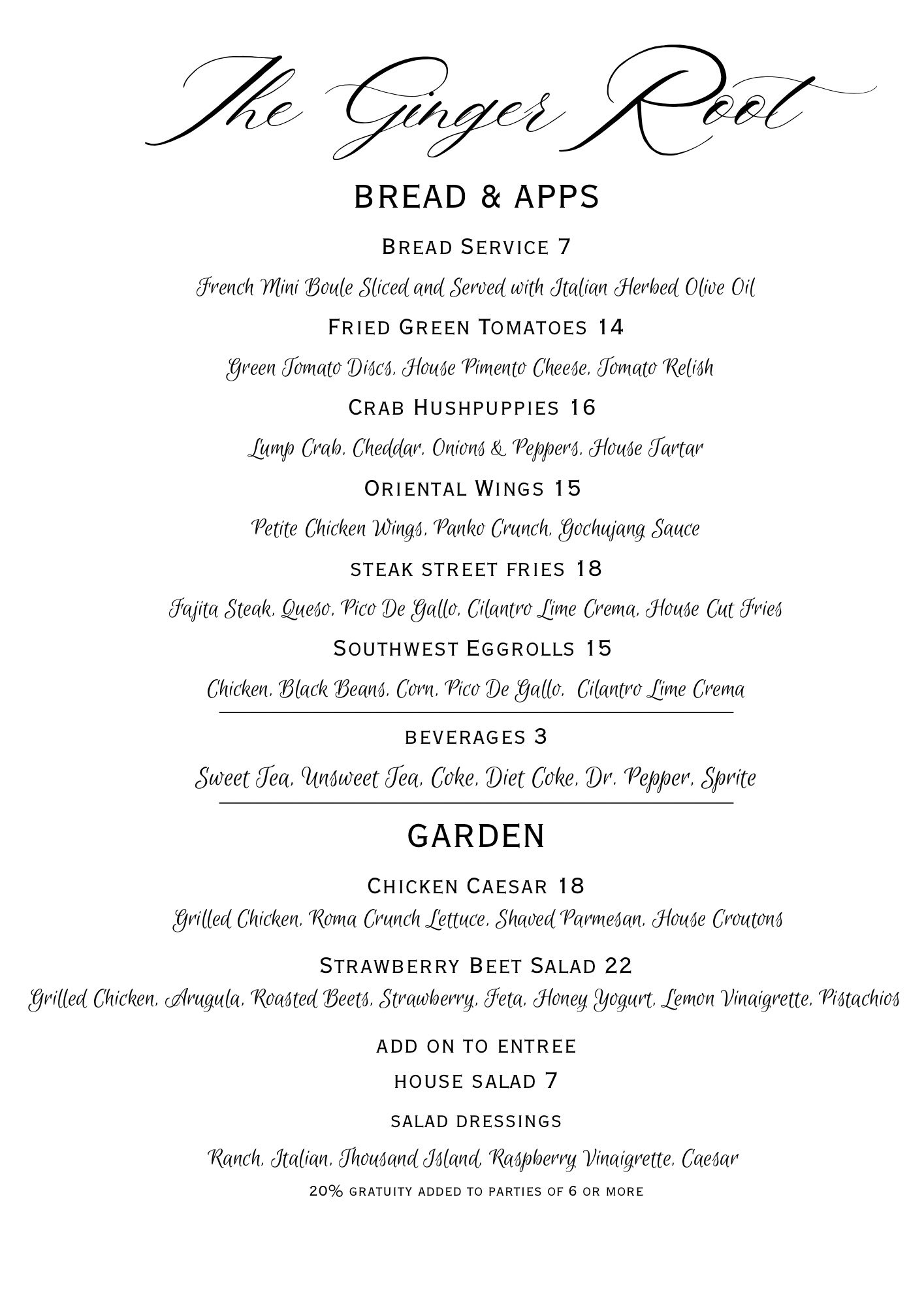 The Ginger Root - We launched our new menu last week!!!... | Facebook