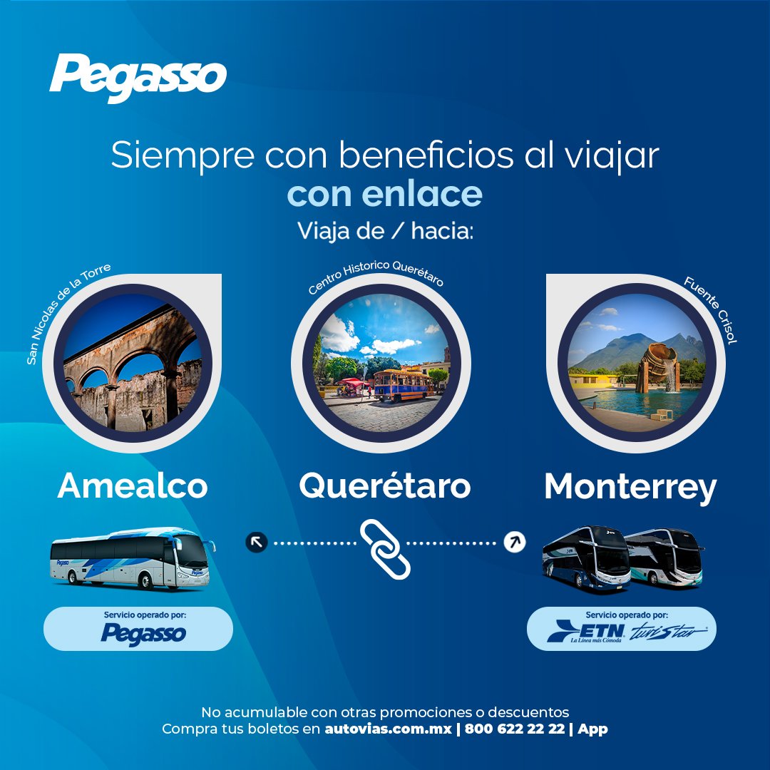 Pegasso - 🚌 Tu ruta al norte empieza aquí Viaja de Amealco a Querétaro ...