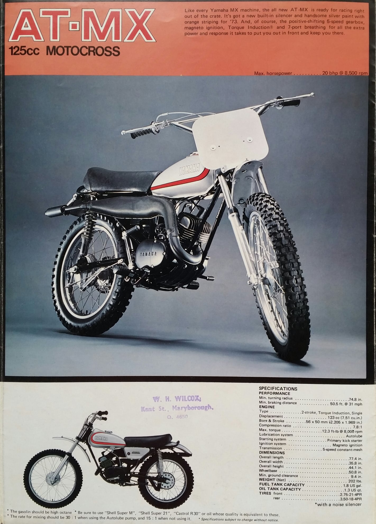 1973 Yamaha ATMX 125 vintage motocross bike