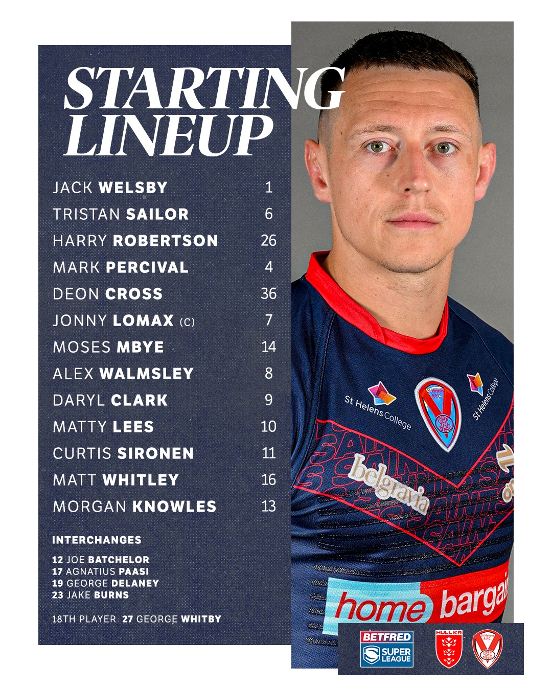 St.Helens RLFC - 😇 Here is how your Saints lineup for... | Facebook