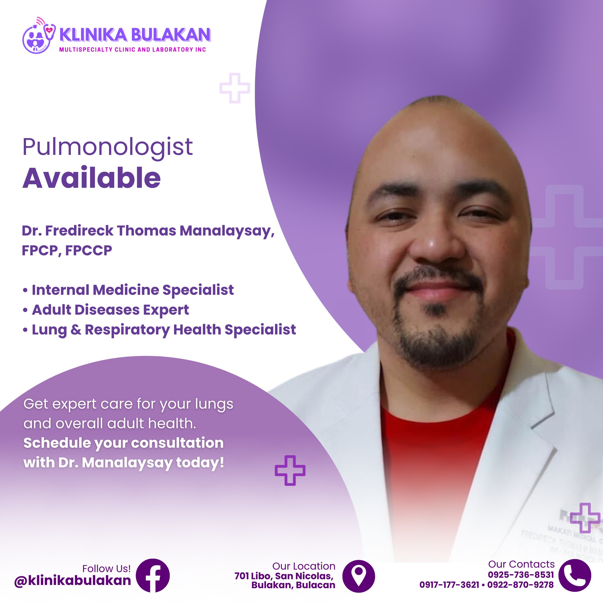 Klinika - 🫁 Pulmonologist Now Available at Klinika Bulakan! Breathe ...