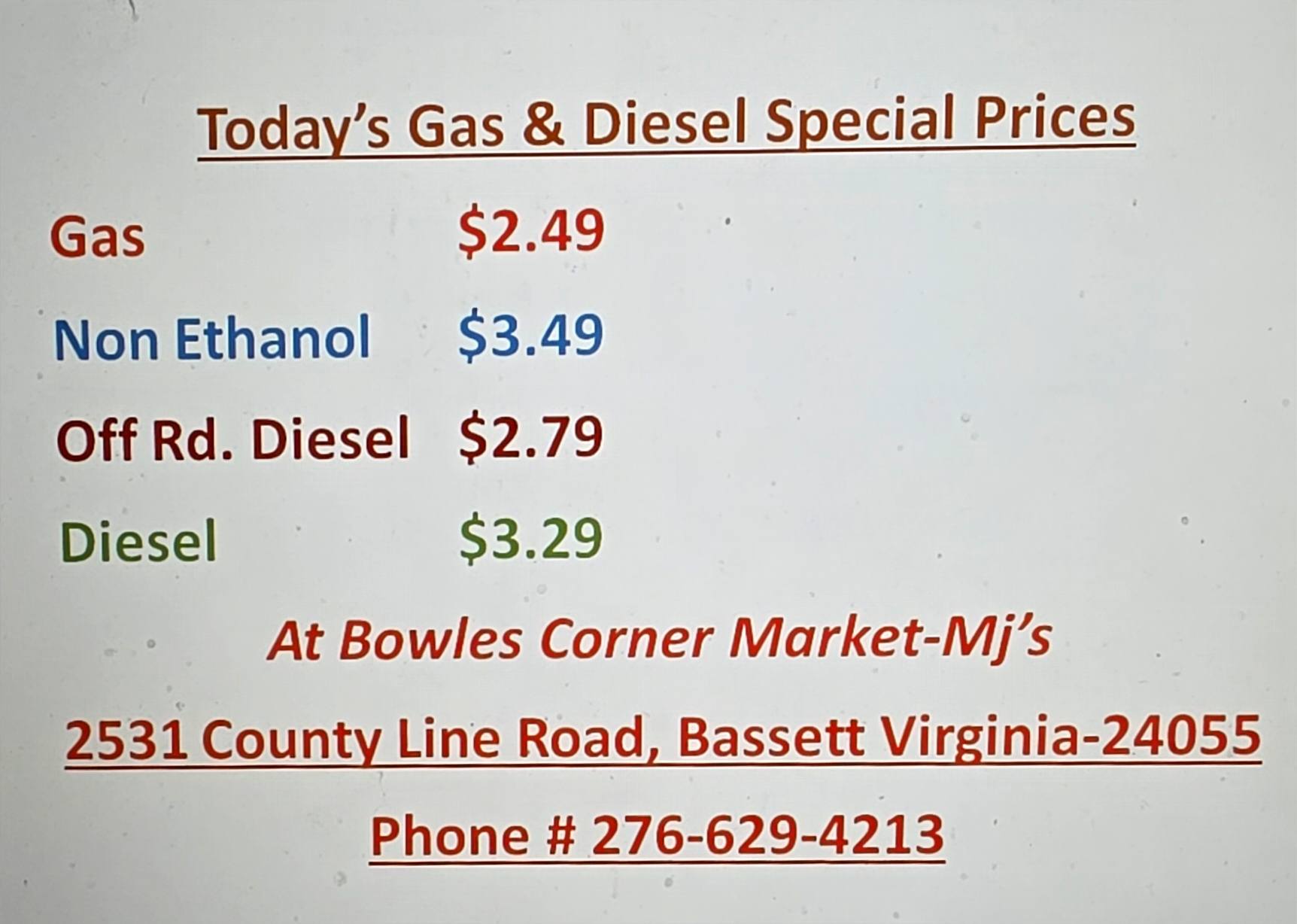 Bowles Corner Market - Mj's | Bassett VA