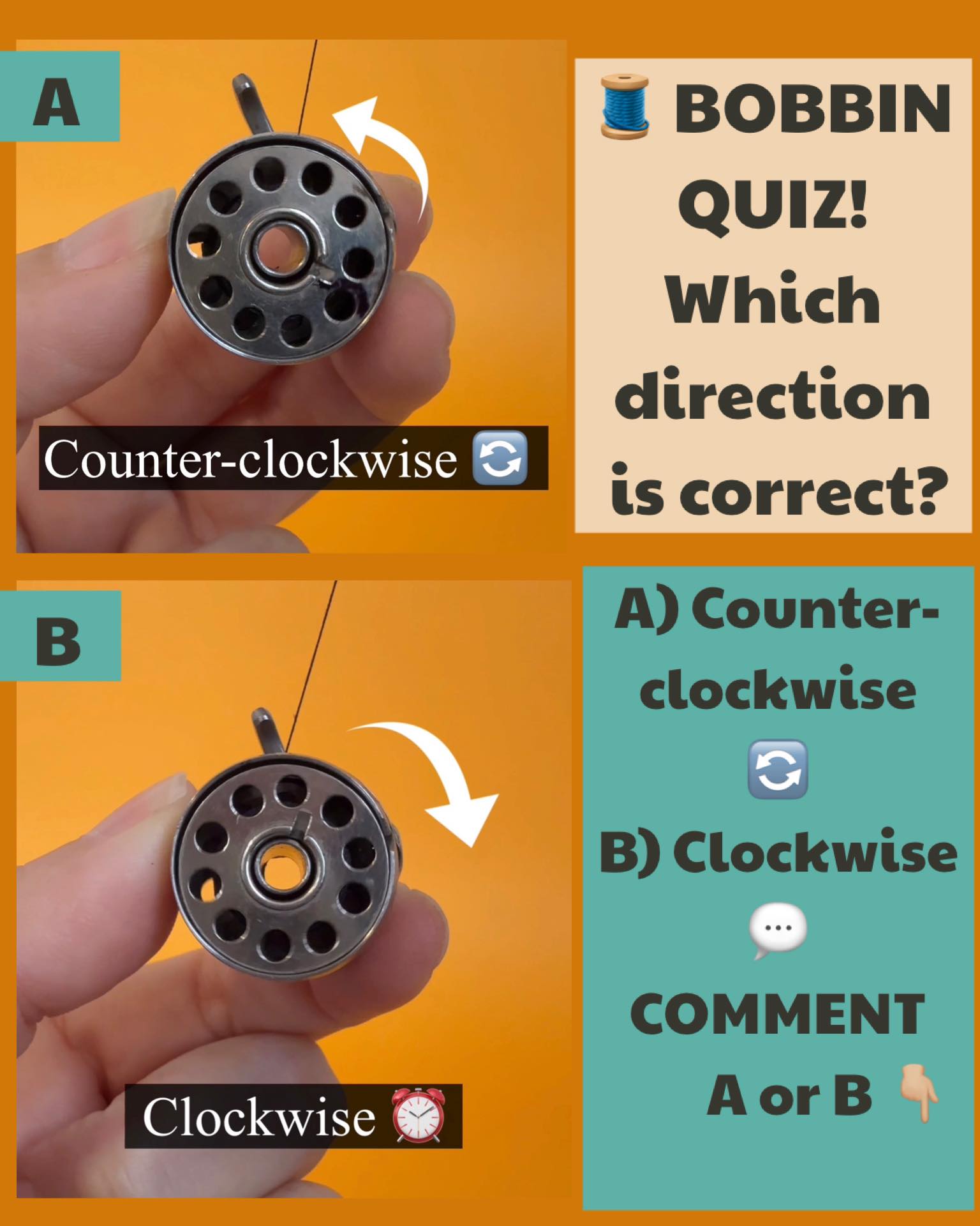 luli.print - 🧵 BOBBIN QUIZ: Clockwise or... | Facebook