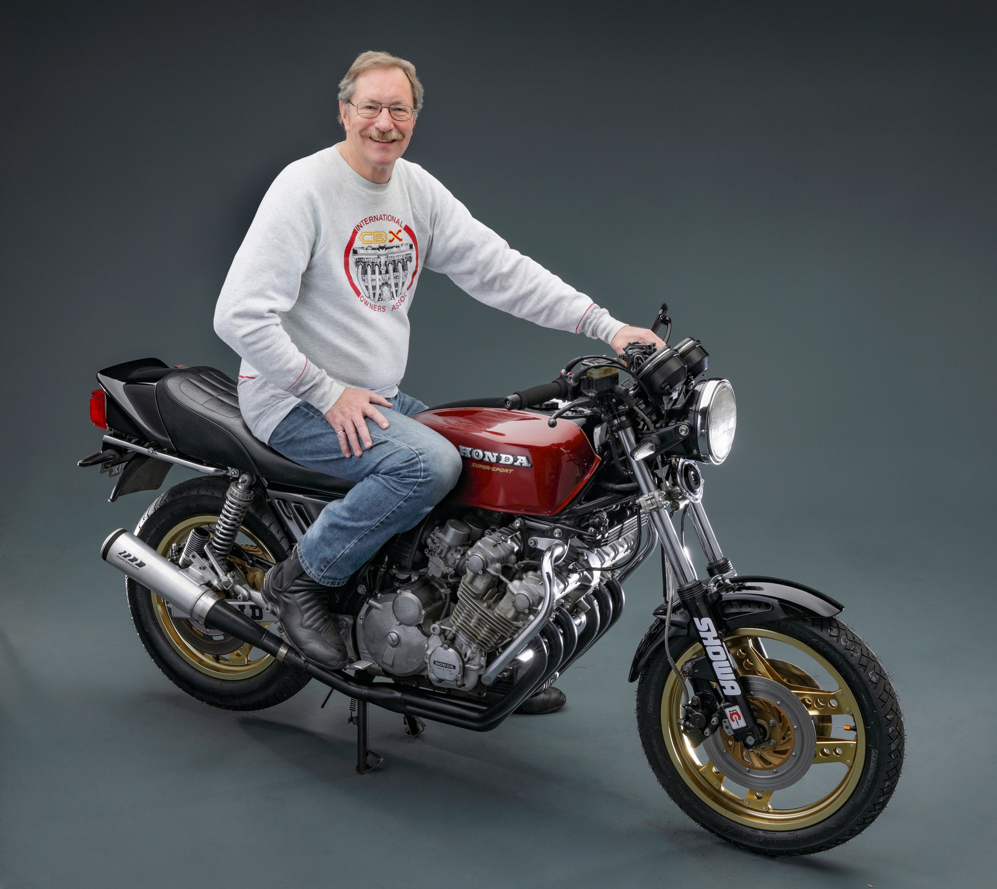 Van Komurka's classic Honda motorcycle with premium brake caliper