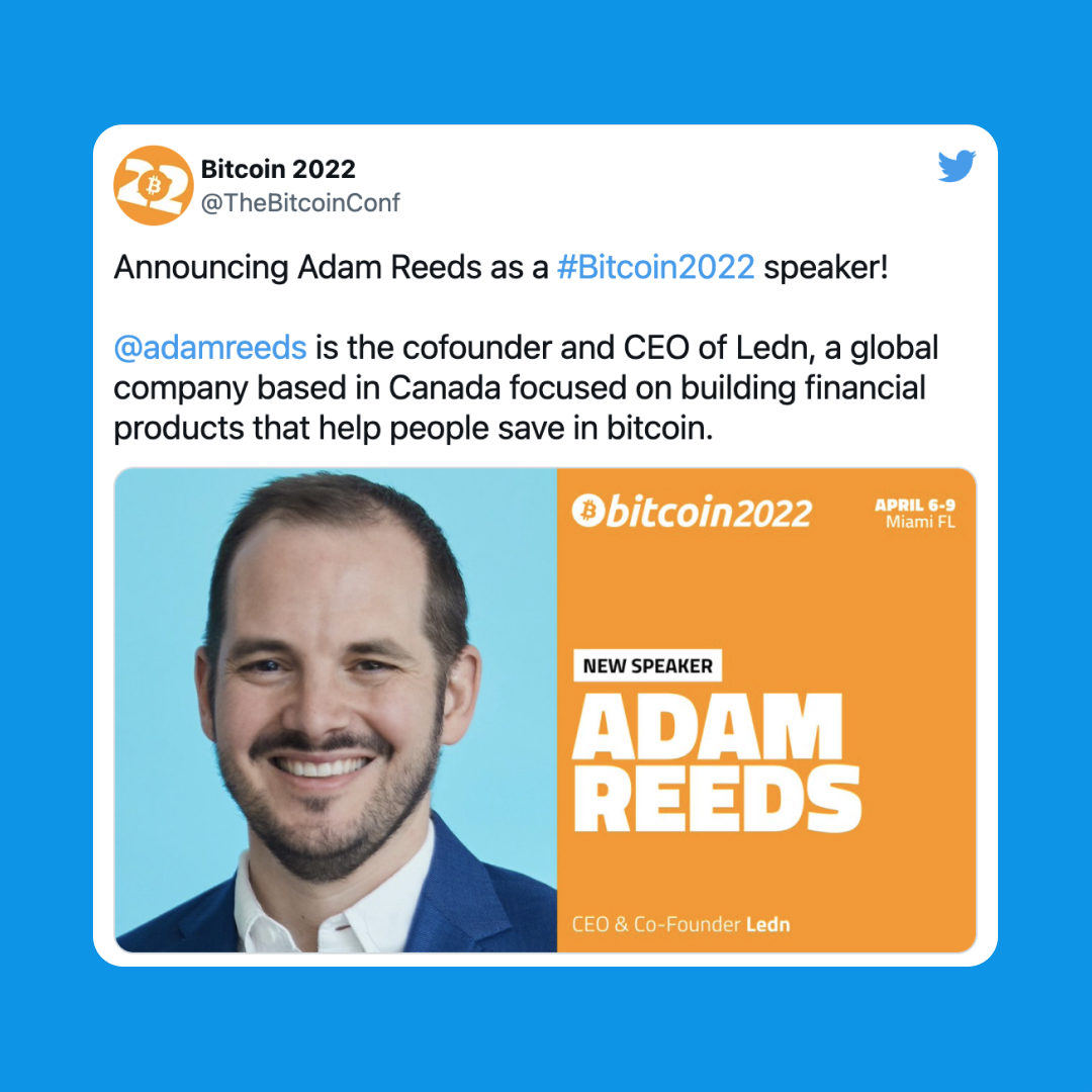 Ledn Inc. - Our co-founder and CEO, Adam Reeds, will be... | Facebook