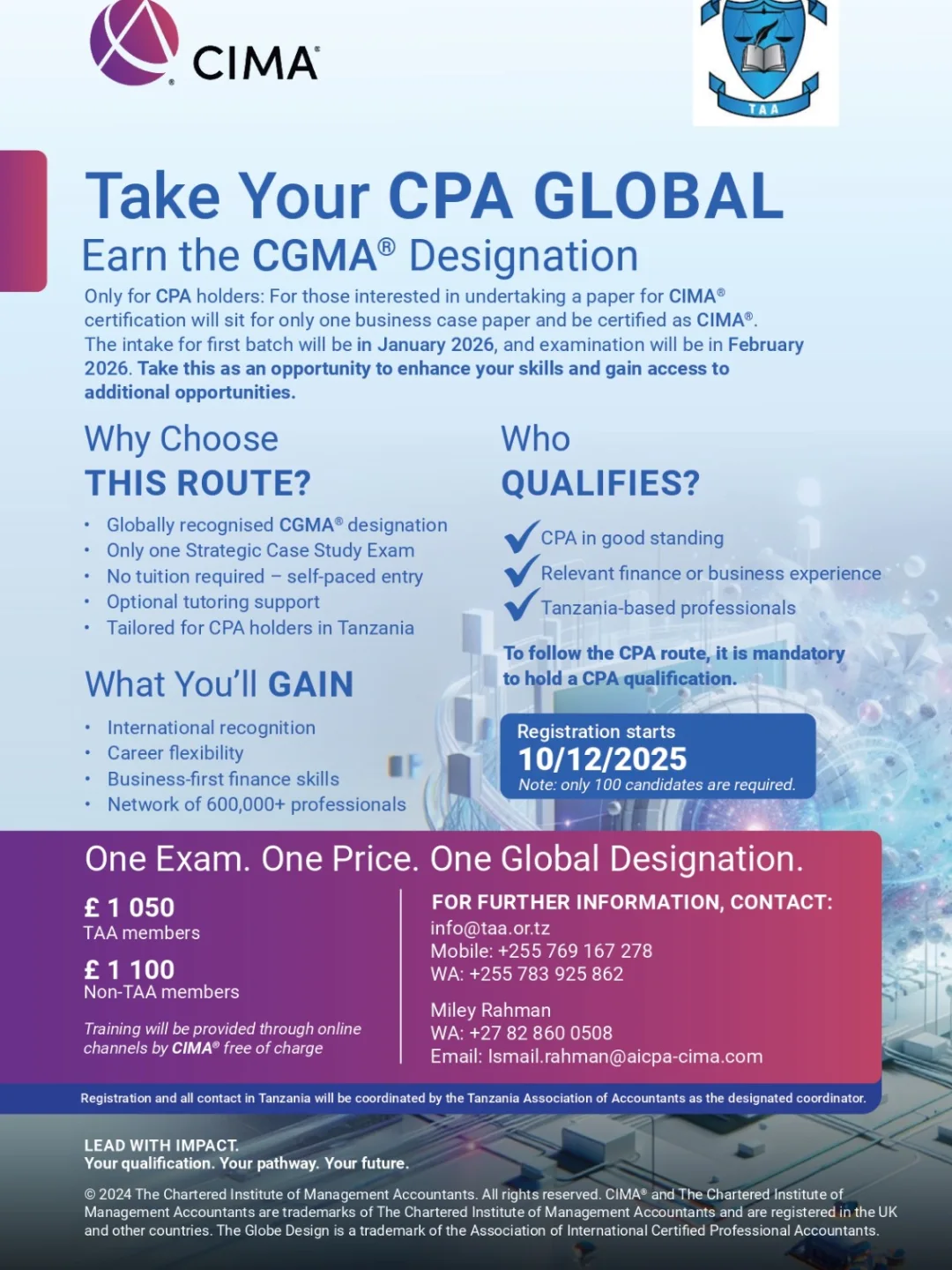 Tanzania - This opportunity is open to CPA holders only who wish to ...