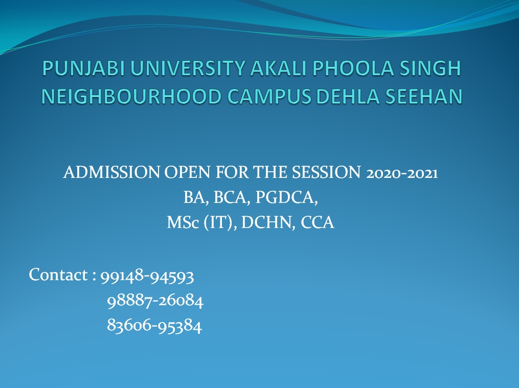 Punjabi Uni Akali Phoola Singh NBD campus Dehla Seehan