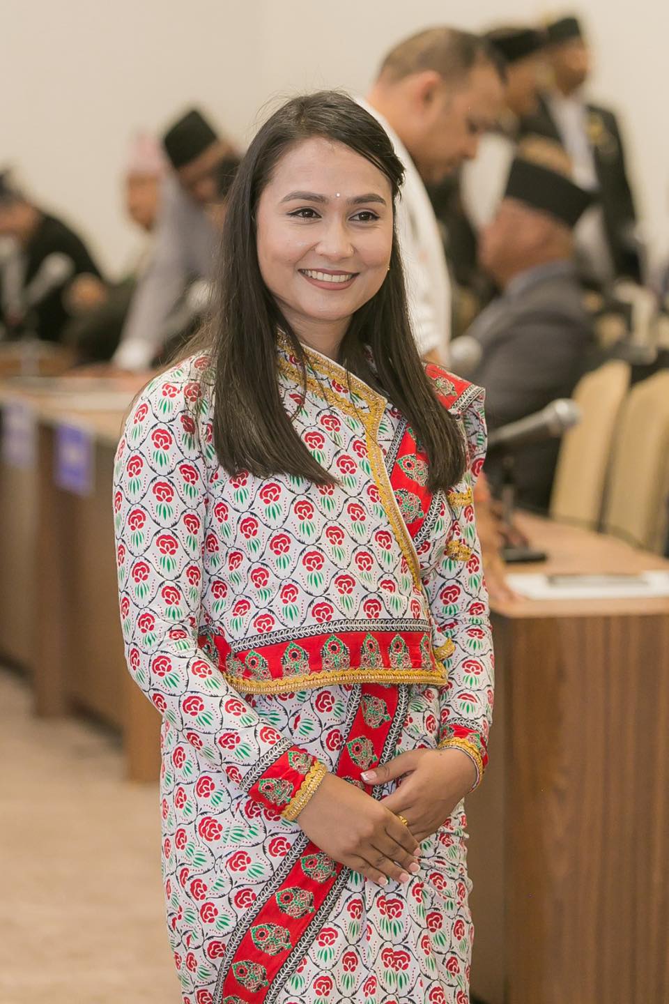 nepal dress code for ladies MP Nisha Dangi in traditional Nepali during today's Oath Taking Program Party Shine