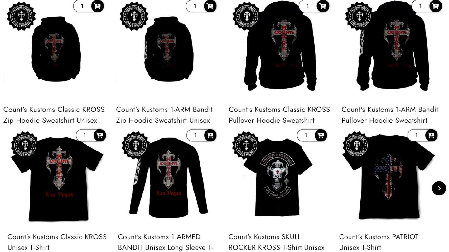 Count's Kustoms winter merchandise on sale