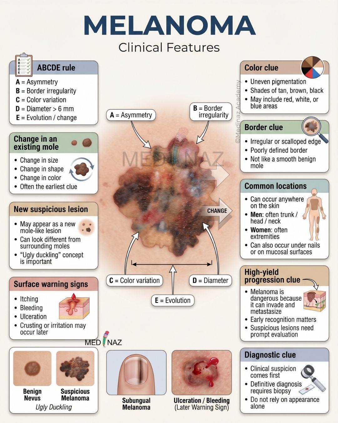 melanotic sarcoma is a skin cancer that begins with? A. a mole B. an ulcer C. lentigines D. miliaria rubra Ans: A